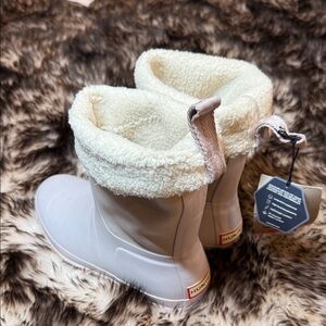 Hunter Rolled Lilac Boots with Sherpa Lining (Insulated)